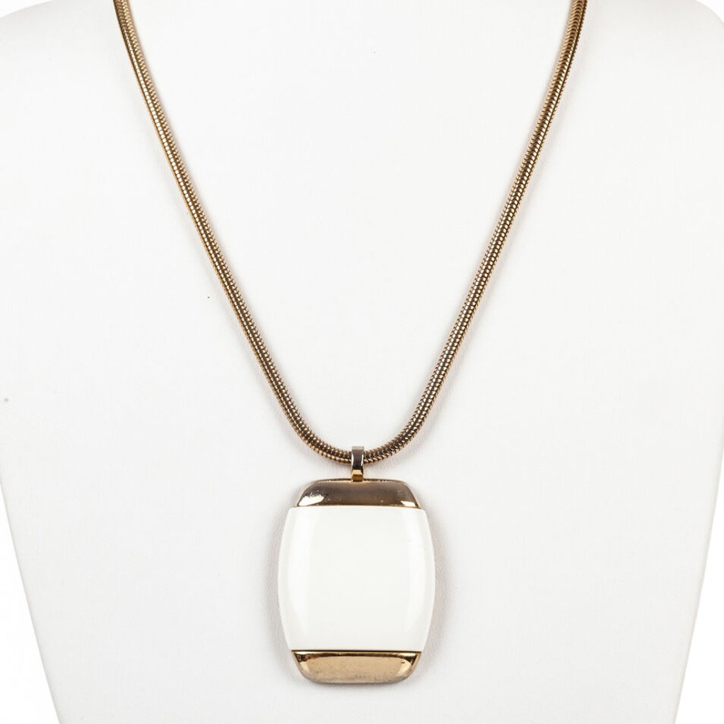 Lanvin Gold And White Pendant Necklace